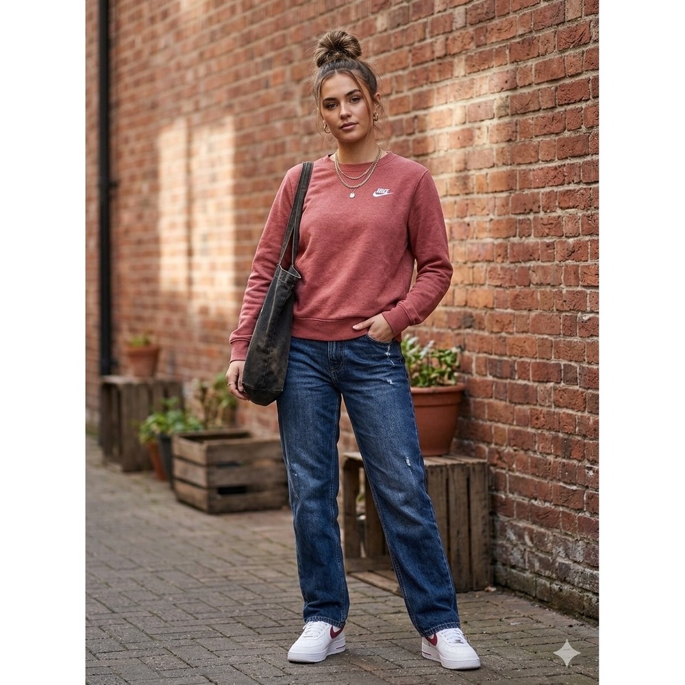 Nike Sportswear Essential Crewneck‎ Sweatshirt Rust Red Heather XS